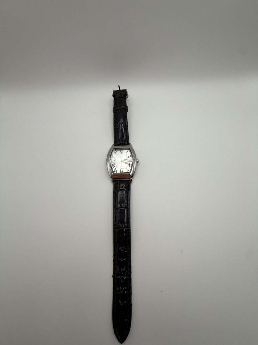 SKC Tonneau Case Quartz Women's Watch with Black Leather Strap